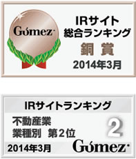 「Gomez IRサイトランキング」 二年連続銅賞を受賞!